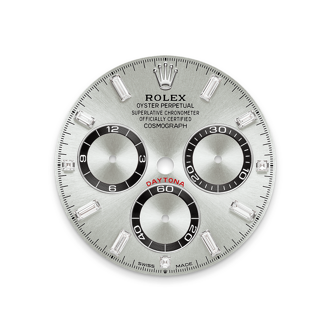 18캐럿 화이트 골드, 다이아몬드가 세팅된 러그 소재의 롤렉스 Cosmograph Daytona 다이얼, M126539TBR-0002 - 우노판교