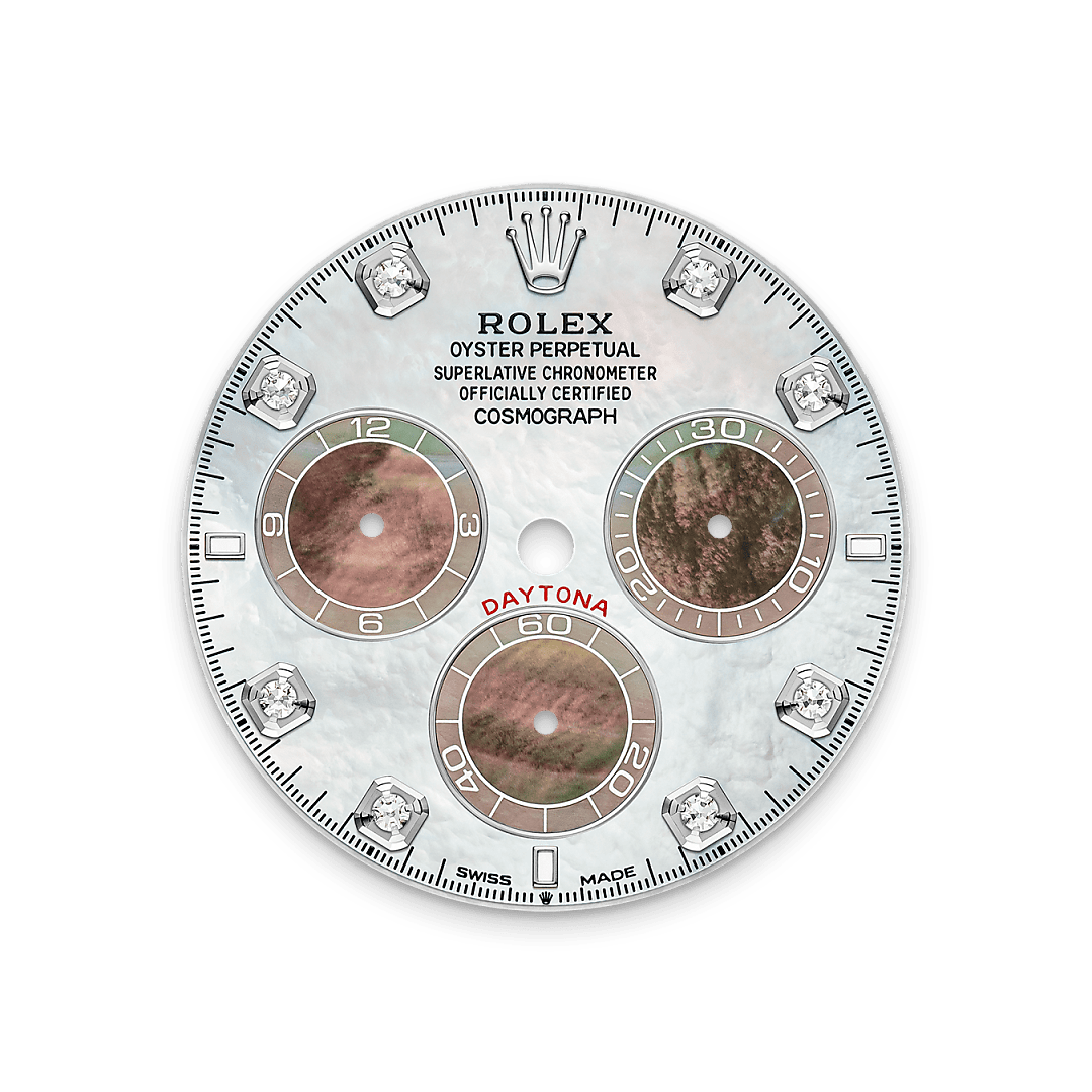 18캐럿 화이트 골드 소재의 롤렉스 Cosmograph Daytona 다이얼, M126589RBR-0001 - 우노판교