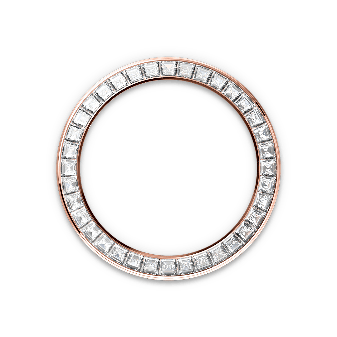 18캐럿 에버로즈 골드, 다이아몬드가 세팅된 러그 소재의 롤렉스 Cosmograph Daytona 베젤, M126595TBR-0001 - 우노판교