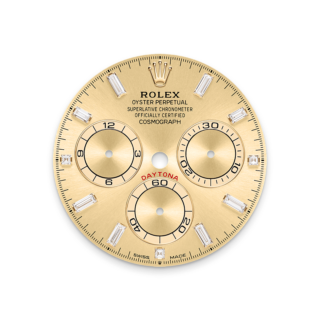 18캐럿 옐로우 골드, 다이아몬드가 세팅된 러그 소재의 롤렉스 Cosmograph Daytona 다이얼, M126598TBR-0001 - 우노판교