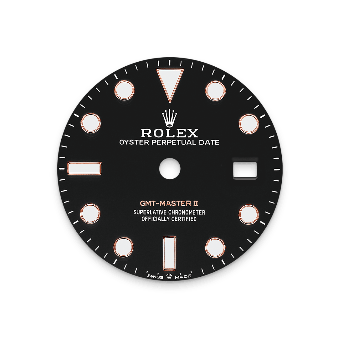 18캐럿 에버로즈 골드 소재의 롤렉스 GMT-Master II 다이얼, M126715CHNR-0001 - 우노판교