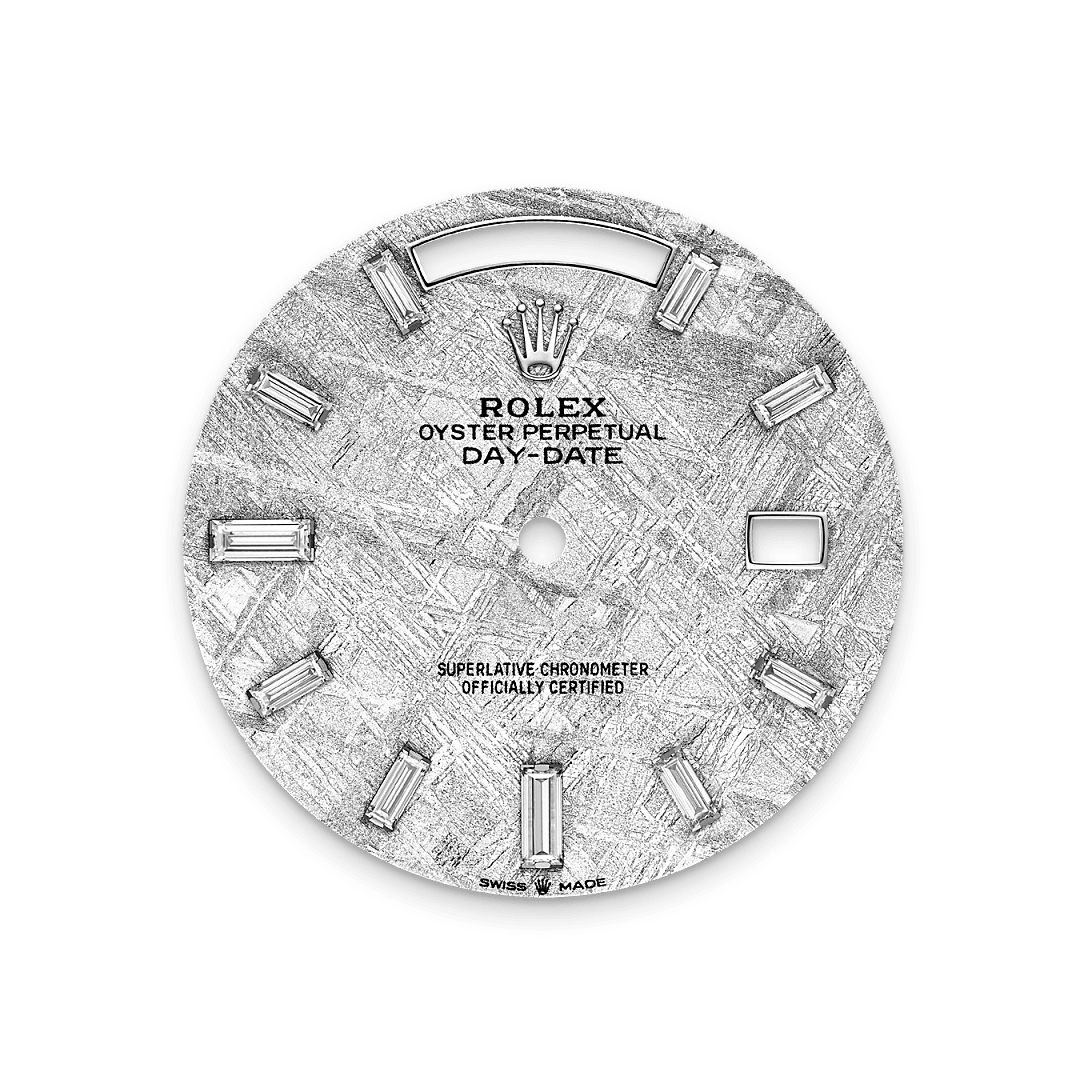 18캐럿 화이트 골드 소재의 롤렉스 Day-Date 40 다이얼, M228349RBR-0040 - 우노판교